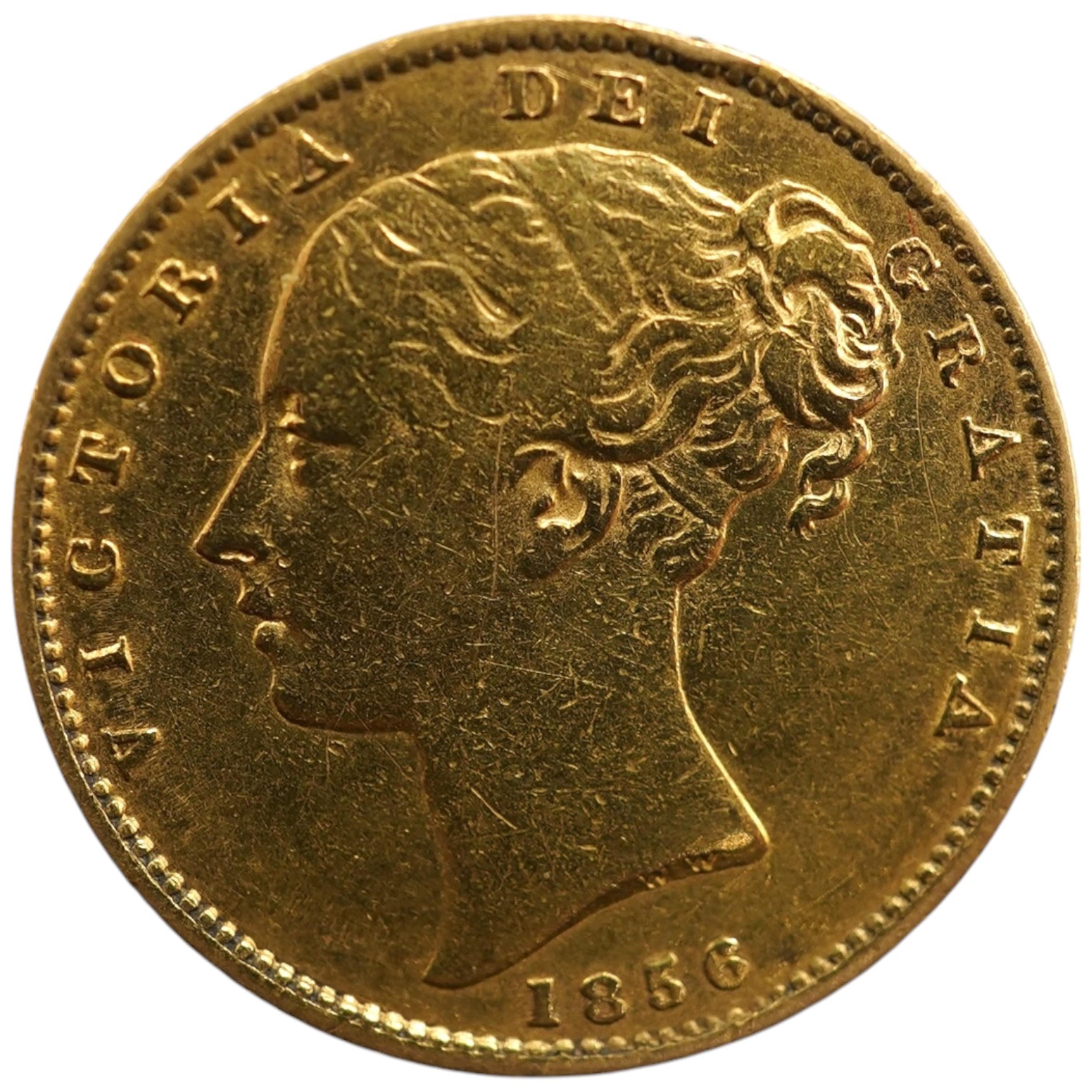 British gold coins, Victoria gold sovereign 1856, VG or better